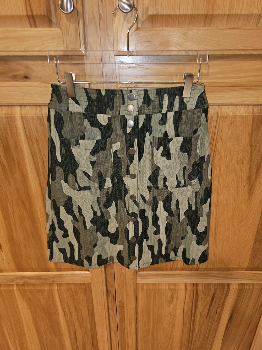 Agnes & Dora Camo A-Line Skirt - Green/Tan/Black